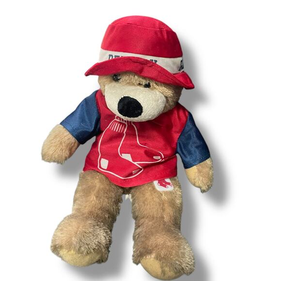 Boston Red Sox Teddy Bear Plush 14" MLB Baseball Bucket Hat Nursery Shower Gift - Picture 3 of 14